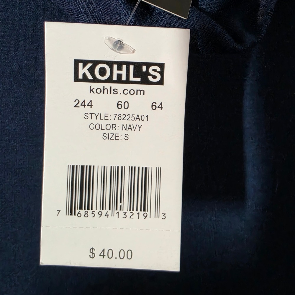 Ransom Kohls Womens Navy Cowl Neck Sweatshirt High Low Hem Top 78225A01 Navy S - Picture 3 of 7